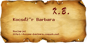 Kocsár Barbara névjegykártya