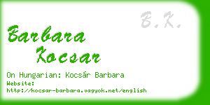 barbara kocsar business card