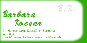 barbara kocsar business card
